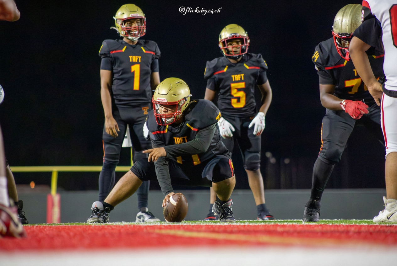 Taft offense ready at the line with #5 Jacob Southall